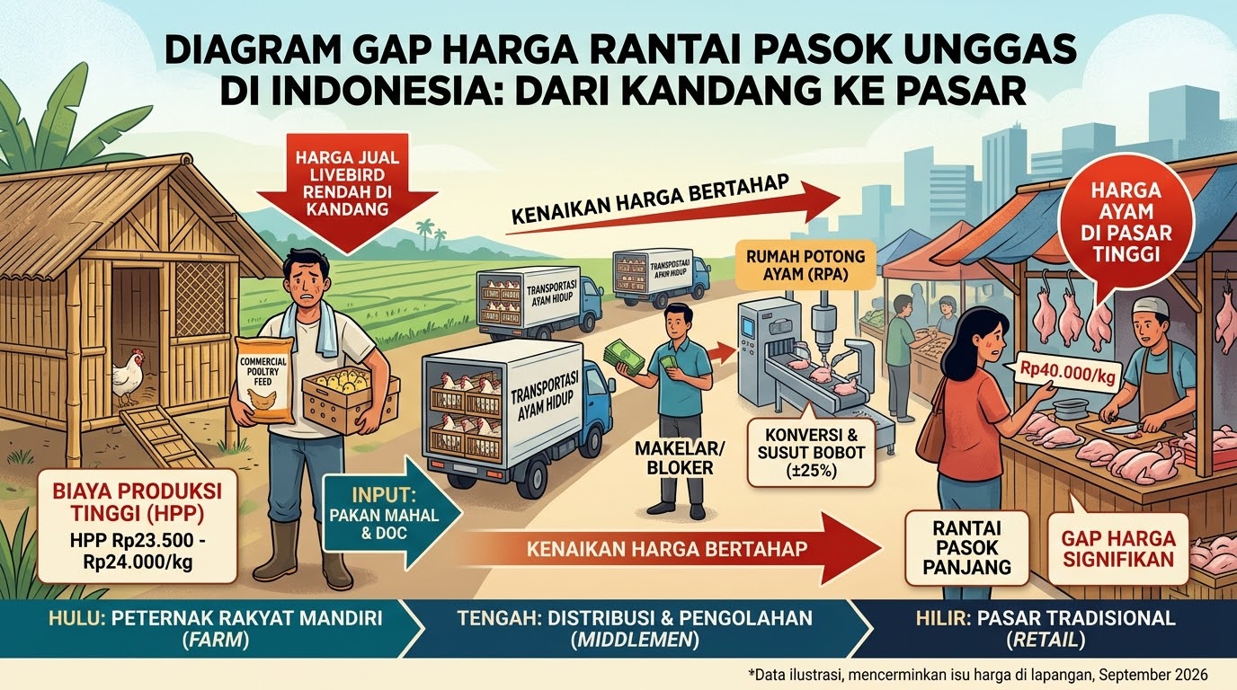 Kesenjangan Harga Ayam: Peternak Buntung, Konsumen Rugi